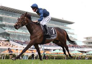 MELBOURNE, AUSTRALIA - NOVEMBER 06: John Allen rides #7 Strictly Business to win race eight the Crown Oaks during Oaks Day at Flemington Racecourse on November 06, 2025 in Melbourne, Australia. (Photo by Robert Cianflone/Getty Images)