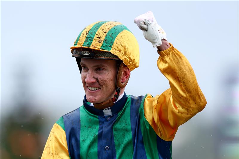 MELBOURNE, AUSTRALIA - NOVEMBER 08: Chad Schofield riding #2 Ceolwulf wins race seven the Lexus Champions Mile during Champions Day at Flemington Racecourse on November 08, 2025 in Melbourne, Australia. (Photo by Josh Chadwick/Getty Images)