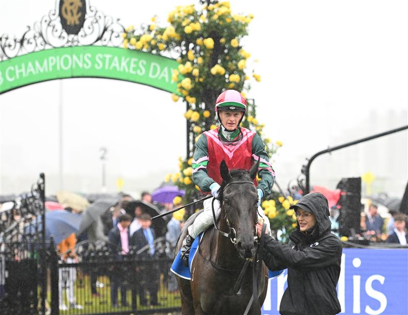 MELBOURNE, AUSTRALIA - NOVEMBER 08: Ethan Brown riding Calamari Ring after winning Race 1, the Inglis Banner during Champions Day at Flemington Racecourse on November 08, 2025 in Melbourne, Australia. (Photo by Vince Caligiuri/Getty Images)