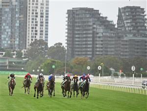 MELBOURNE, AUSTRALIA - NOVEMBER 08: James McDonald riding Via Sistina wins Race 8, the Tab Champions Stakes  during Champions Day at Flemington Racecourse on November 08, 2025 in Melbourne, Australia. (Photo by Vince Caligiuri/Getty Images)