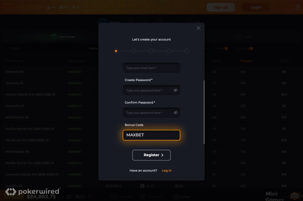 WePlay Reg Prompt Wired WePlay Reg Prompt Wired