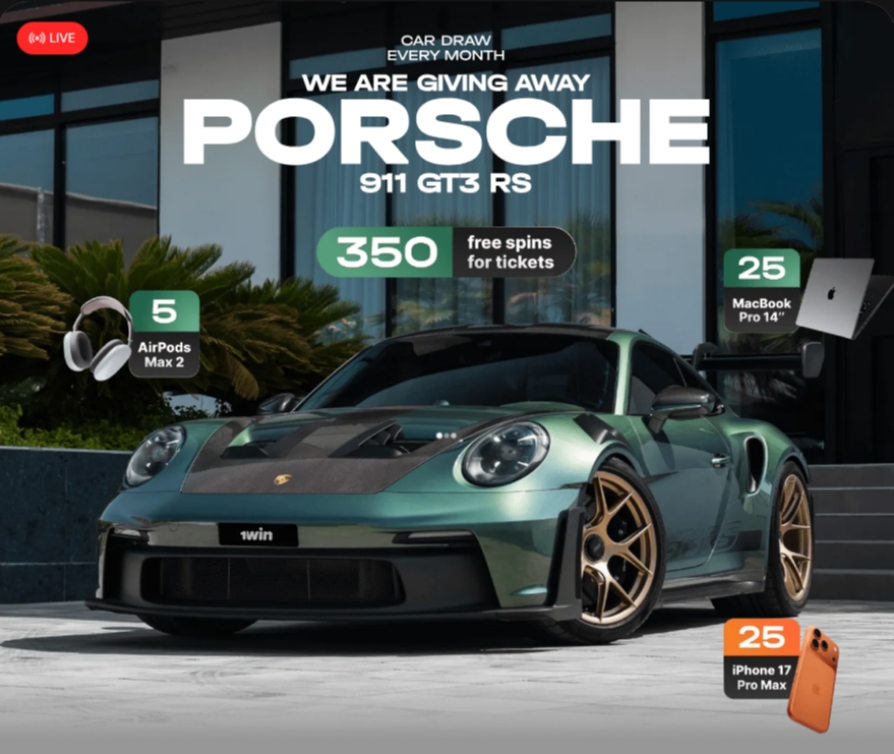 1win Lucky Drive Porsche 911 GT3 RS 1win Lucky Drive Porsche 911 GT3 RS