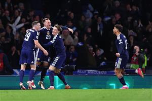 Lawrence Shankland celebrates after putting Scotland 2-1 up (Getty Images)