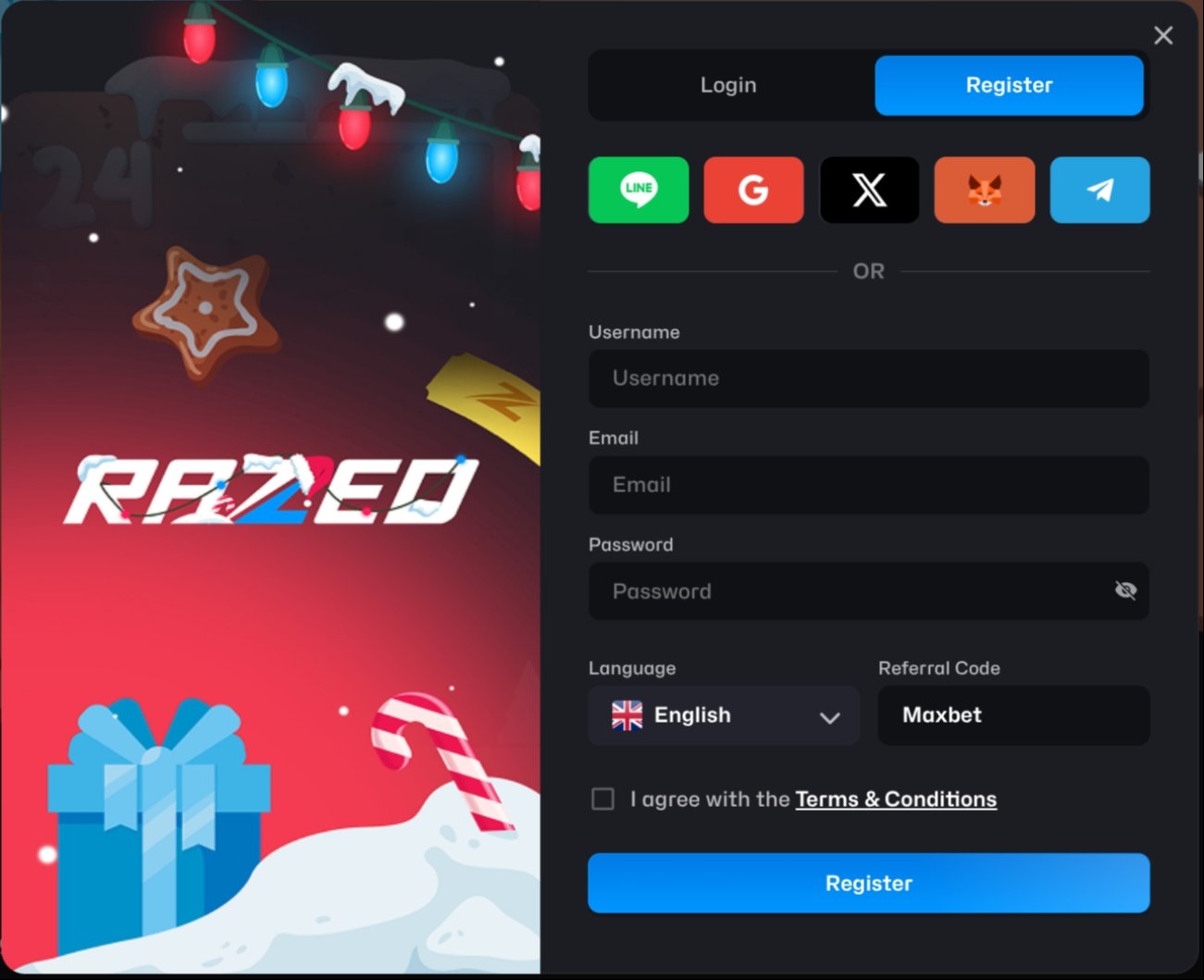 Razed Registration Page