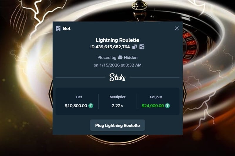 24K Lightning Roulette Win at Stake