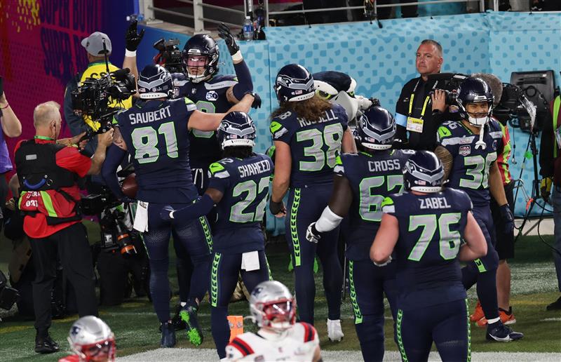 Seattle Seahawks celebrate during Superbowl LX