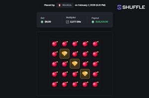 18K Shuffle Mines Win