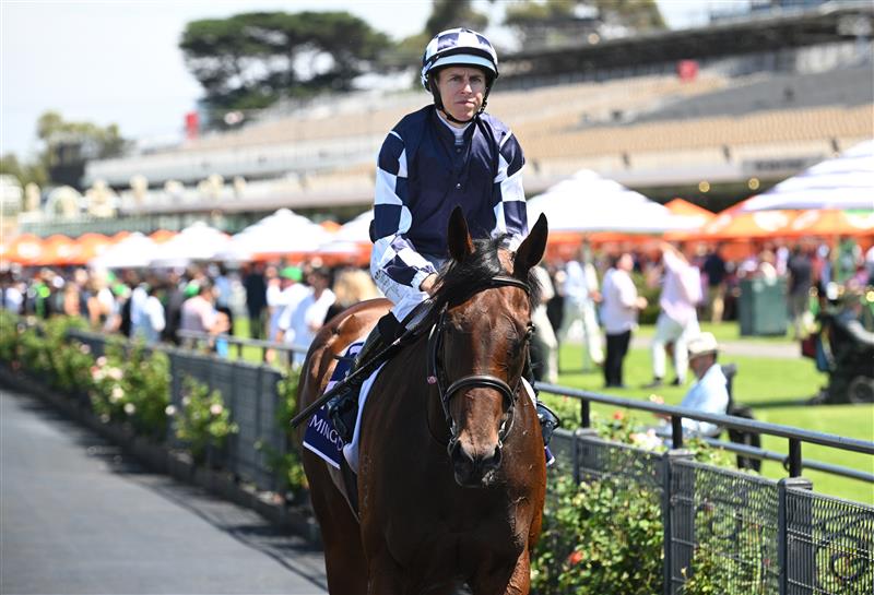 MELBOURNE, AUSTRALIA - FEBRUARY 14: Damian Lane riding Sass Appeal after winning Race 3, the Desirable Stakes during Melbourne Racing at Flemington Racecourse on February 14, 2026 in Melbourne, Australia. (Photo by Vince Caligiuri/Getty Images)