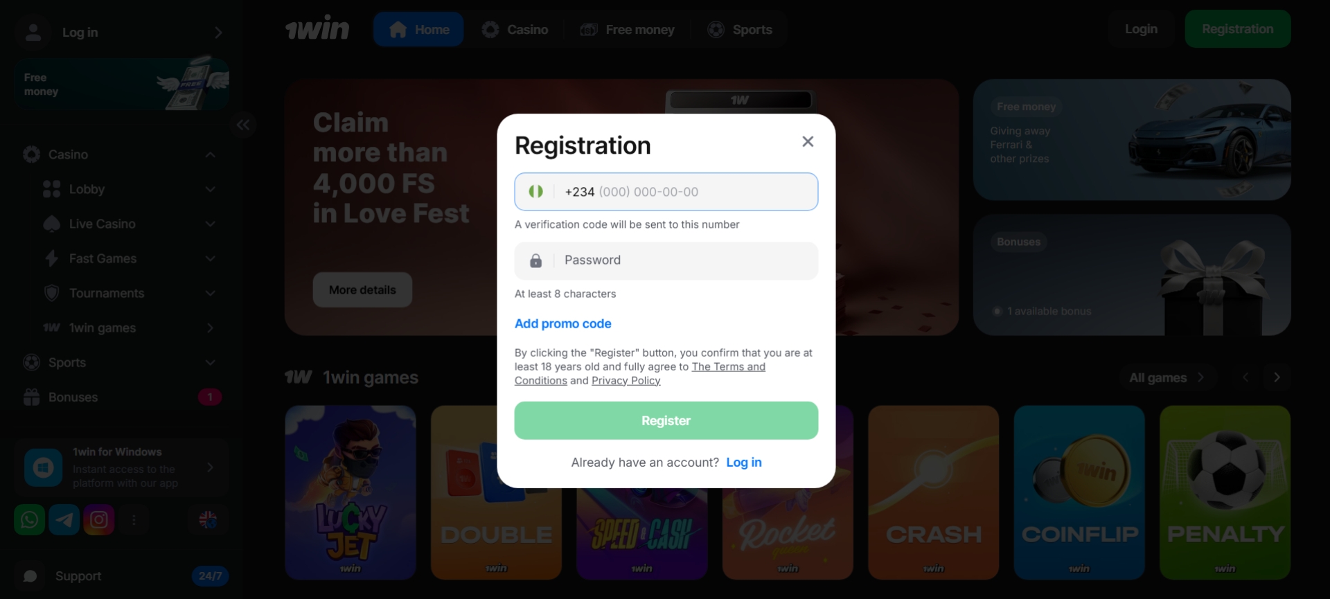 1win Registration
