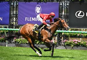 MELBOURNE, AUSTRALIA - FEBRUARY 14: Luke Cartwright riding Perilous Fighter winning Race 4, the Vobis Gold Prelude Qc during Melbourne Racing at Flemington Racecourse on February 14, 2026 in Melbourne, Australia. (Photo by Vince Caligiuri/Getty Images)