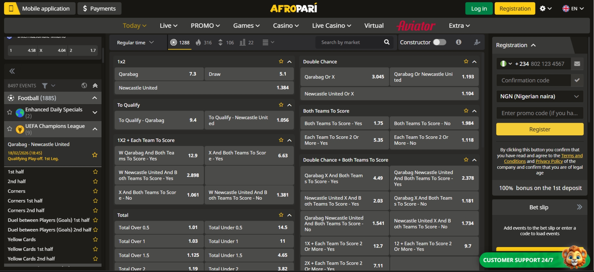 Afropari Football Betting Types
