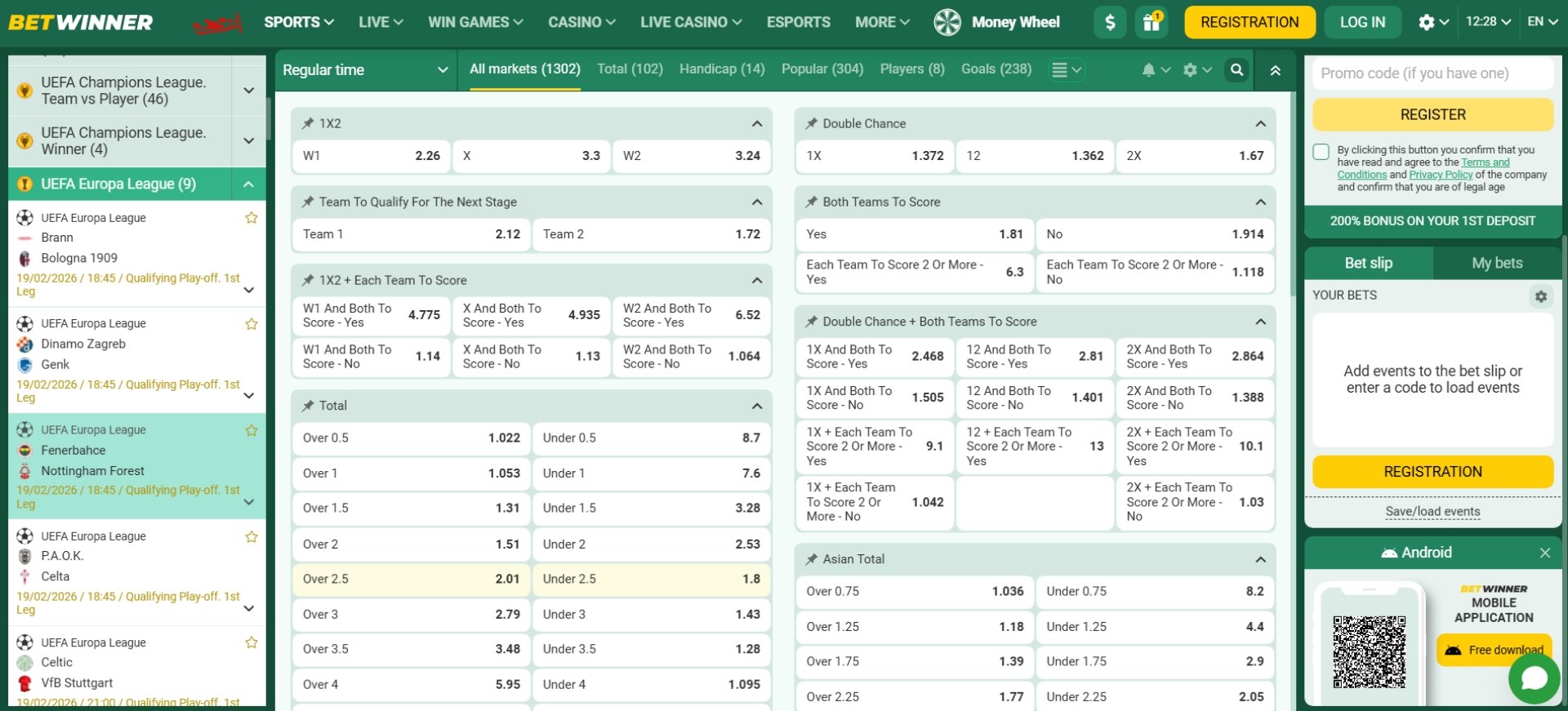 Betwinner Football Betting Types