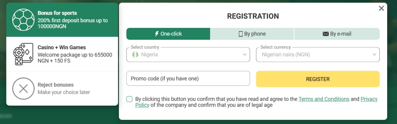 Betwinner Registration