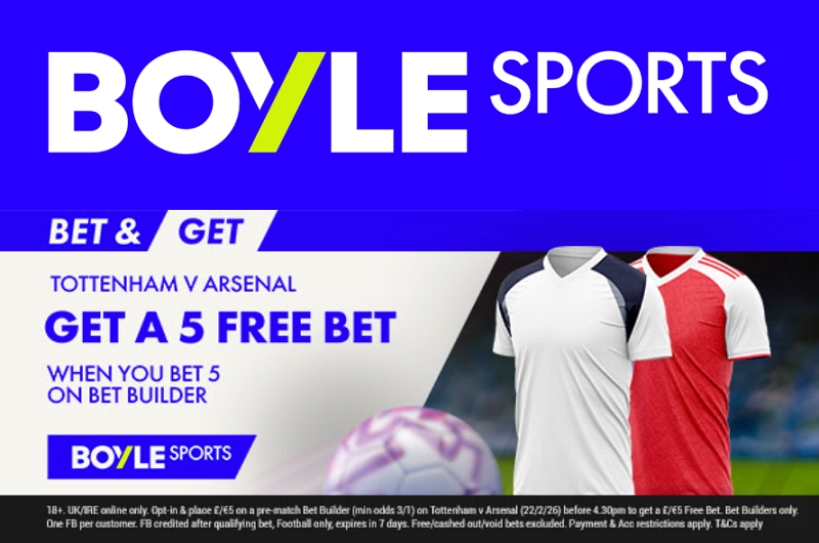boyle sports tottenham arsenal free bet
