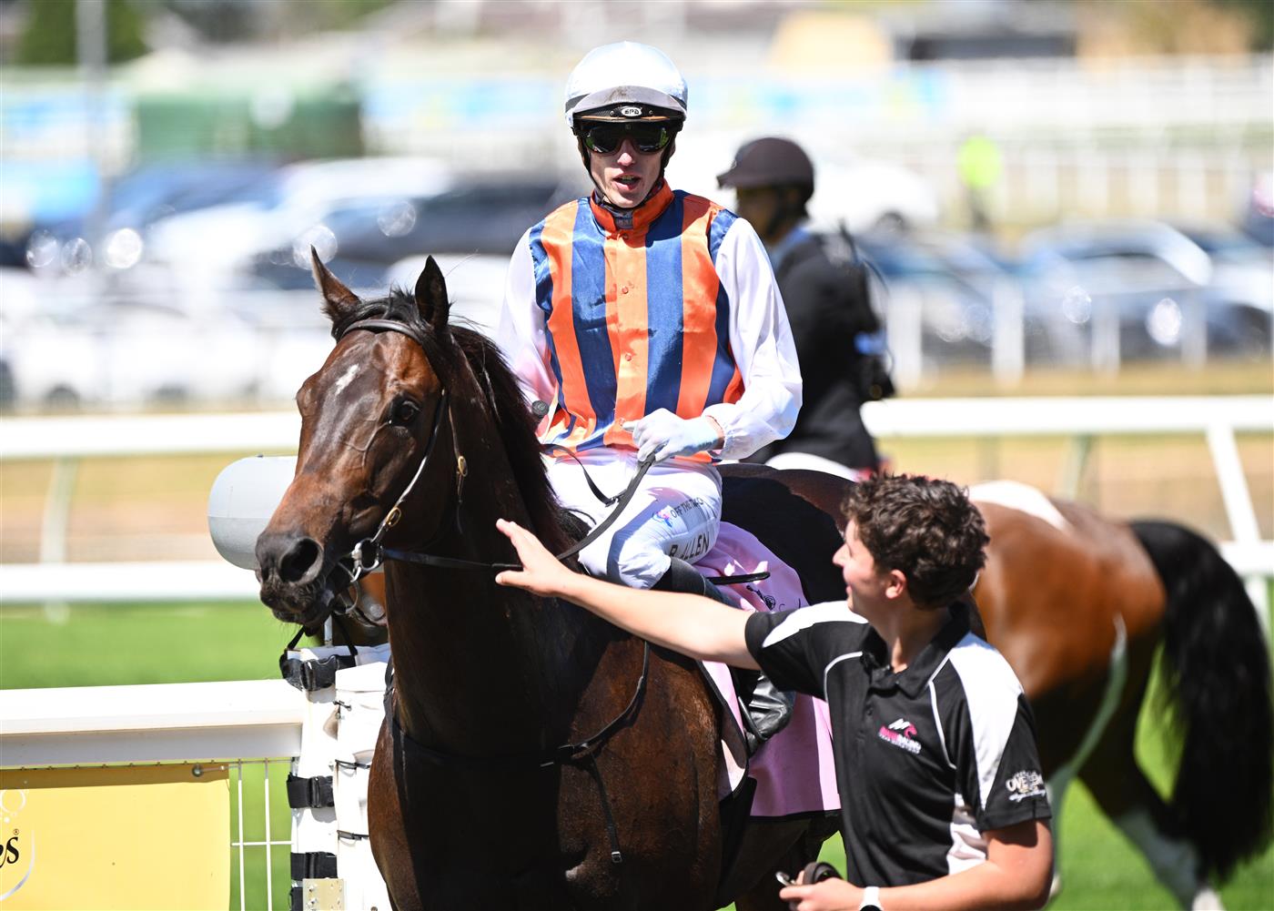 MELBOURNE, AUSTRALIA - FEBRUARY 21: Ben Allen riding Verdoux after winning Race 1, the Whispering Angel Handicap during Melbourne Racing at Caulfield Racecourse on February 21, 2026 in Melbourne, Australia. (Photo by Vince Caligiuri/Getty Images)
