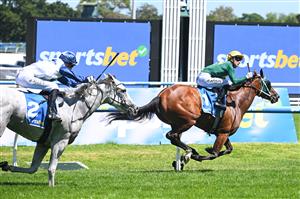MELBOURNE, AUSTRALIA - FEBRUARY 21: Zac Spain riding Sheza Alibi winning Race 5, the Sportsbet Angus Armanasco Stakes during Melbourne Racing at Caulfield Racecourse on February 21, 2026 in Melbourne, Australia. (Photo by Vince Caligiuri/Getty Images)