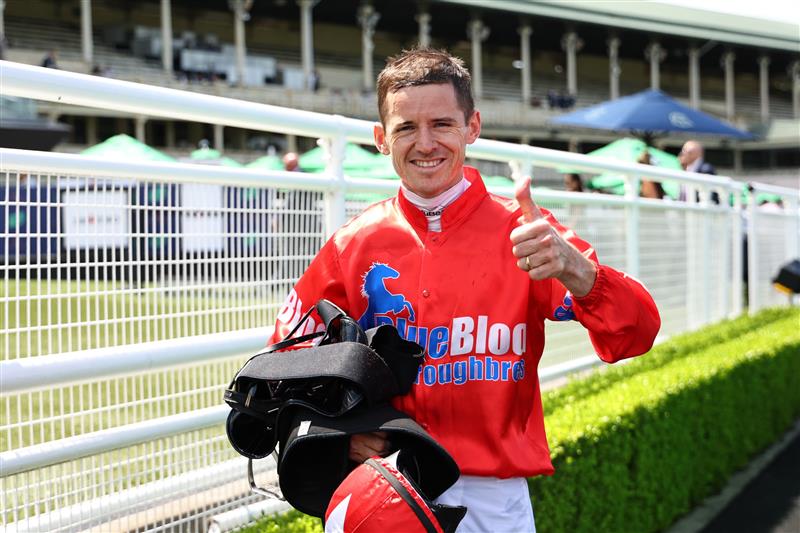 SYDNEY, AUSTRALIA - FEBRUARY 28: Jason Collett riding Mr Monaco win Race 3 Asahi Super Dry during Sydney Racing at Royal Randwick Racecourse on February 28, 2026 in Sydney, Australia. (Photo by Jeremy Ng/Getty Images)