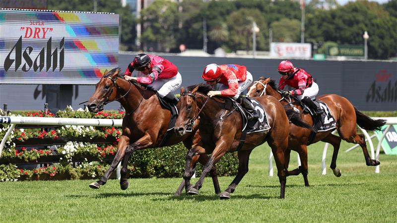 SYDNEY, AUSTRALIA - FEBRUARY 28: Jason Collett riding Mr Monaco win Race 3 Asahi Super Dry during Sydney Racing at Royal Randwick Racecourse on February 28, 2026 in Sydney, Australia. (Photo by Jeremy Ng/Getty Images)
