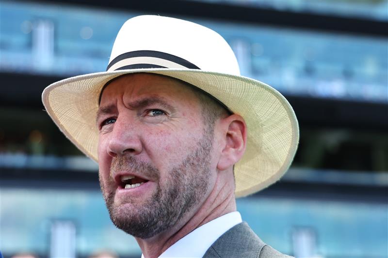 SYDNEY, AUSTRALIA - FEBRUARY 28: Trainer Ciaron Maher looks on after Zac Lloyd riding Spicy Miss win Race 4 Sintoro Sweet Embrace Stakes during Sydney Racing at Royal Randwick Racecourse on February 28, 2026 in Sydney, Australia. (Photo by Jeremy Ng/Getty Images)