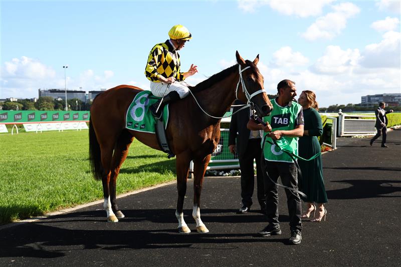 SYDNEY, AUSTRALIA - FEBRUARY 28: James McDonald riding Autumn Glow win Race 8 TAB Verry Elleegant Stakes during Sydney Racing at Royal Randwick Racecourse on February 28, 2026 in Sydney, Australia. (Photo by Jeremy Ng/Getty Images)