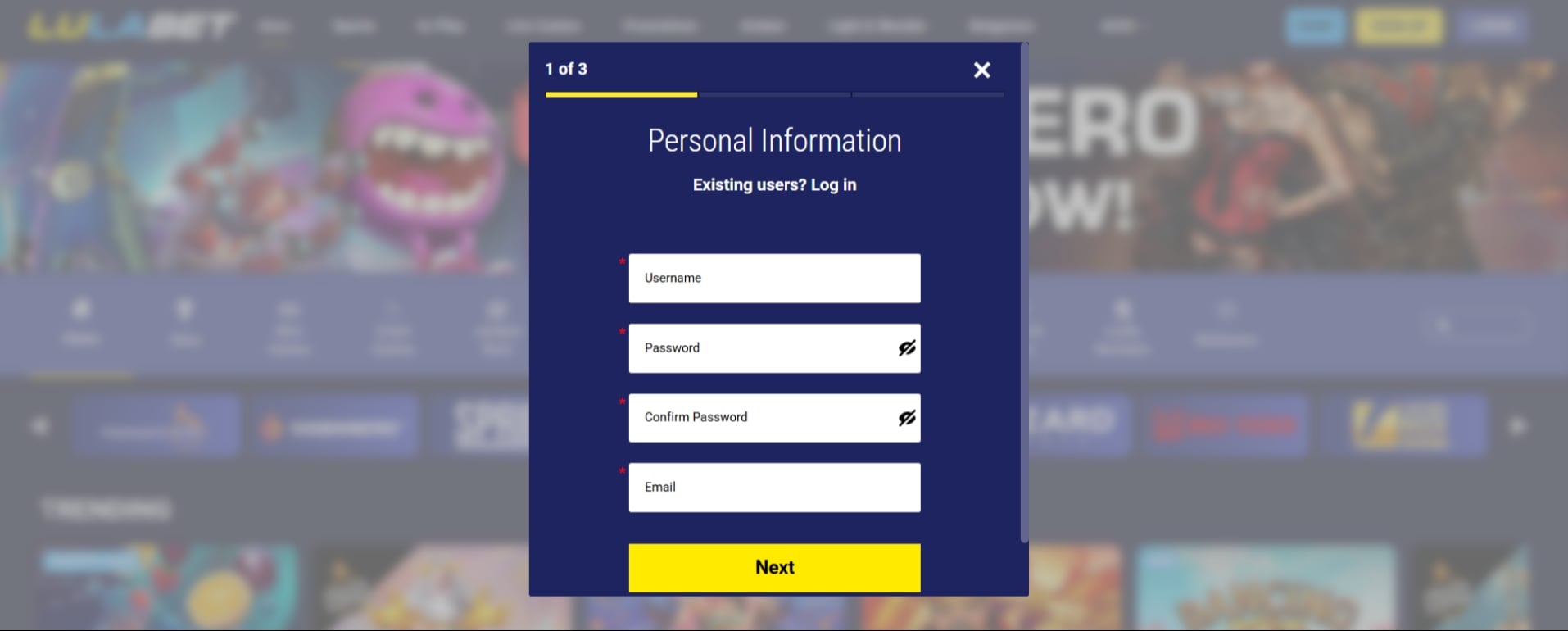 Lulabet Registration