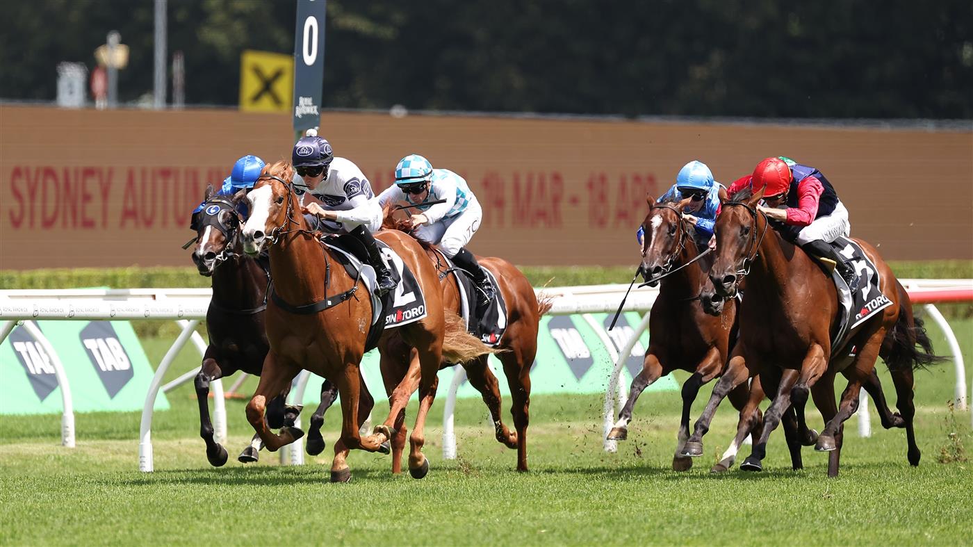 SYDNEY, AUSTRALIA - FEBRUARY 28: Zac Lloyd riding Spicy Miss win Race 4 Sintoro Sweet Embrace Stakes during Sydney Racing at Royal Randwick Racecourse on February 28, 2026 in Sydney, Australia. (Photo by Jeremy Ng/Getty Images)