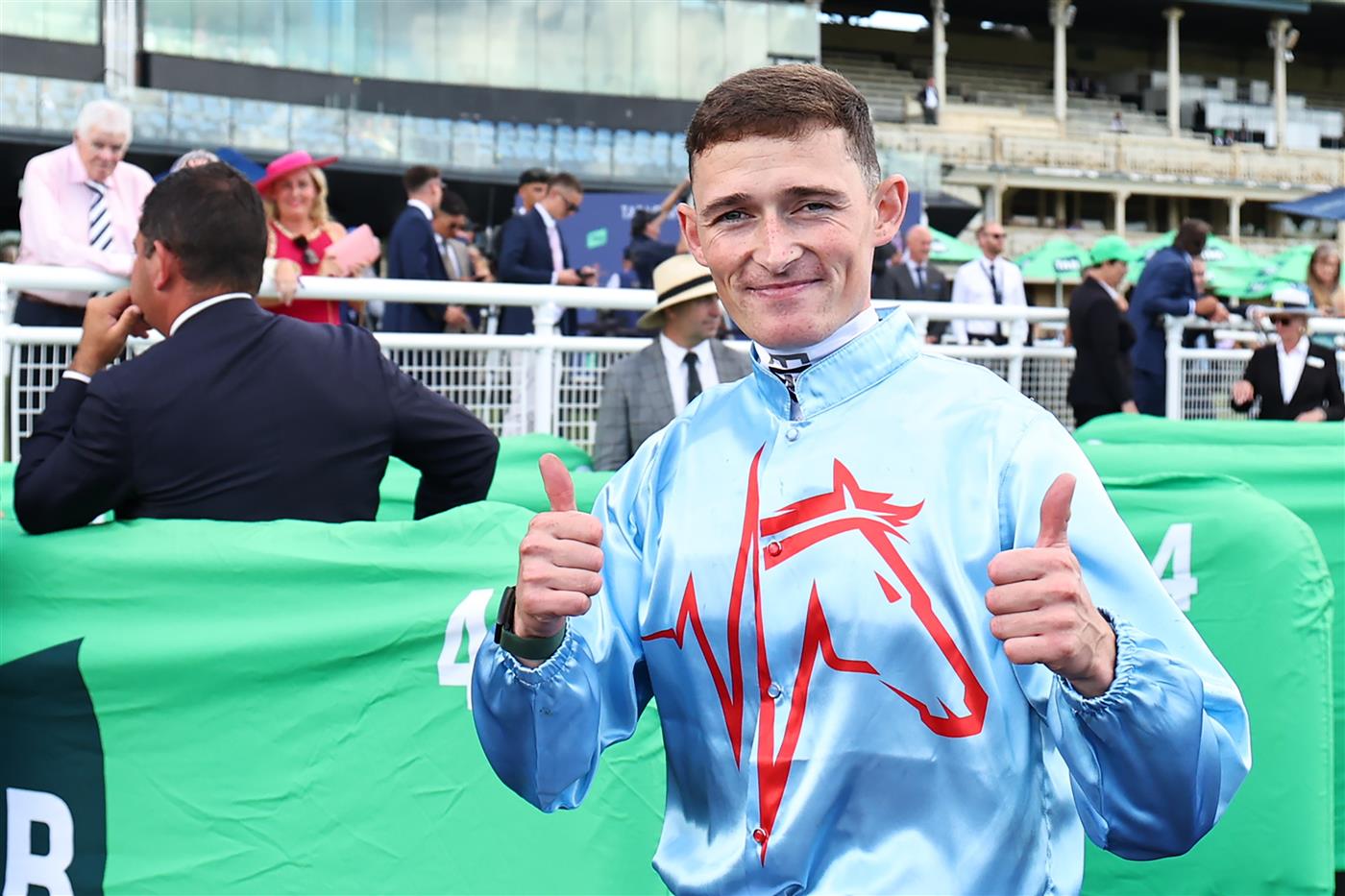 SYDNEY, AUSTRALIA - FEBRUARY 28: Tom Sherry  riding  King Of Roseau  win Race 9 HKJC World Pool Liverpool City Cup during Sydney Racing at Royal Randwick Racecourse on February 28, 2026 in Sydney, Australia. (Photo by Jeremy Ng/Getty Images)