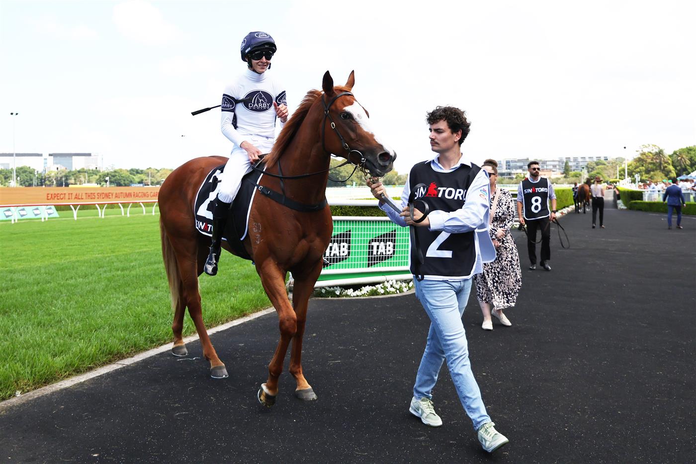 SYDNEY, AUSTRALIA - FEBRUARY 28: Zac Lloyd riding Spicy Miss win Race 4 Sintoro Sweet Embrace Stakes during Sydney Racing at Royal Randwick Racecourse on February 28, 2026 in Sydney, Australia. (Photo by Jeremy Ng/Getty Images)