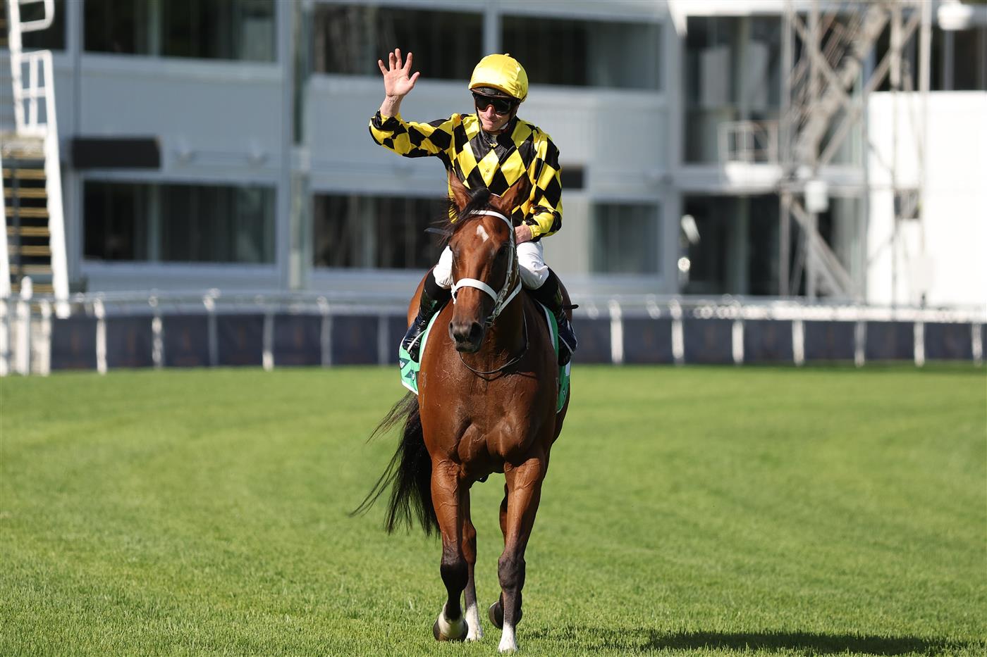 SYDNEY, AUSTRALIA - FEBRUARY 28: James McDonald riding Autumn Glow win Race 8 TAB Verry Elleegant Stakes during Sydney Racing at Royal Randwick Racecourse on February 28, 2026 in Sydney, Australia. (Photo by Jeremy Ng/Getty Images)