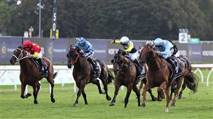 SYDNEY, AUSTRALIA - FEBRUARY 28: Tom Sherry  riding  King Of Roseau  win Race 9 HKJC World Pool Liverpool City Cup during Sydney Racing at Royal Randwick Racecourse on February 28, 2026 in Sydney, Australia. (Photo by Jeremy Ng/Getty Images)
