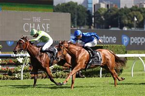 SYDNEY, AUSTRALIA - FEBRUARY 28: Chad Schofield riding Tempted win Race 7 The Chase Surround Stakes during Sydney Racing at Royal Randwick Racecourse on February 28, 2026 in Sydney, Australia. (Photo by Jeremy Ng/Getty Images)