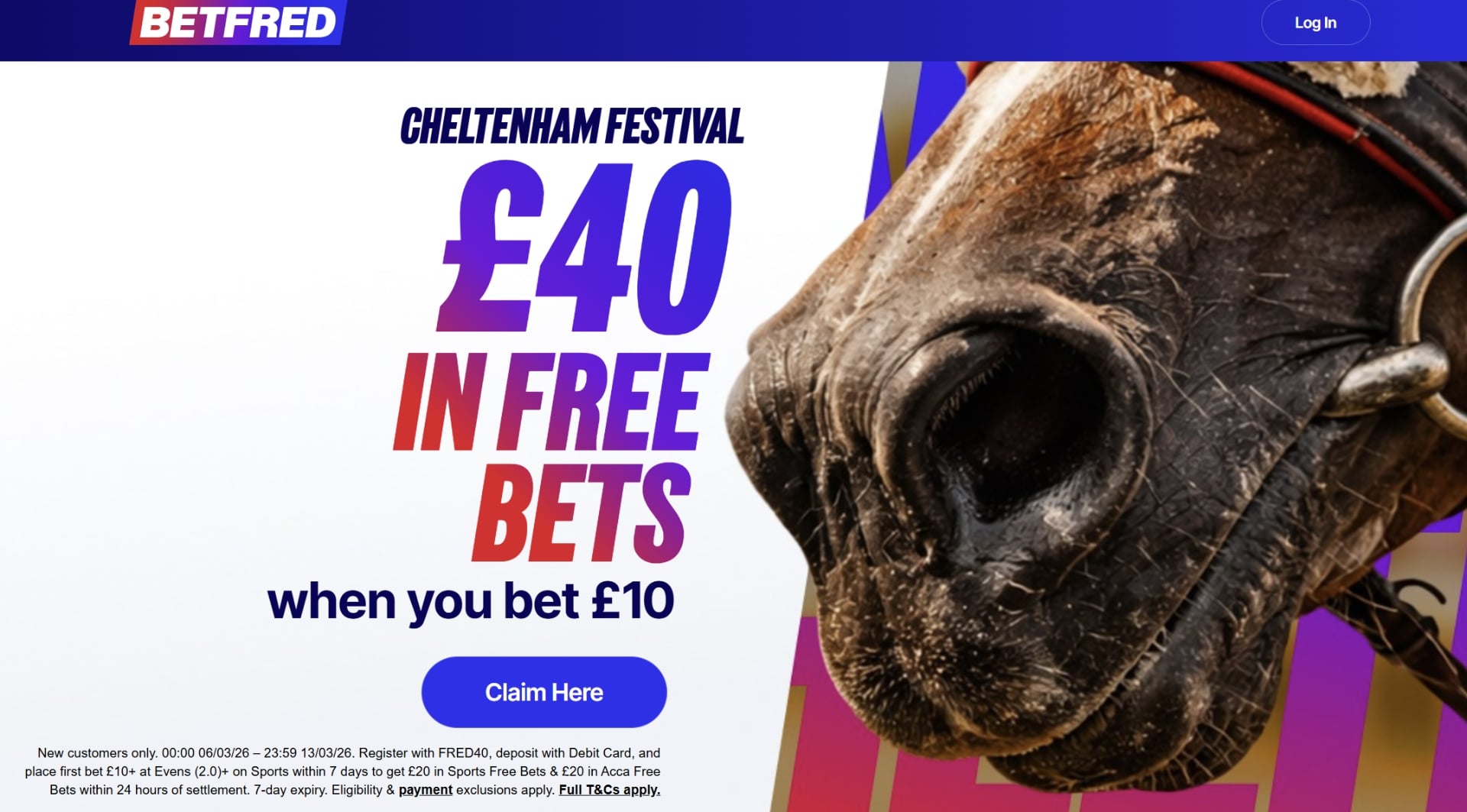 Betfred Bet 10 Get 40 Welcome Offer