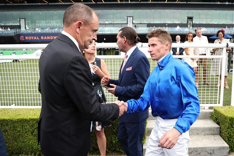 SYDNEY, AUSTRALIA - MARCH 07: Trainer Chris Waller looks on after James McDonald  riding Pinito  win Race 6 Asahi Super Dry Aspiration Quality during Sydney Racing at Royal Randwick Racecourse on March 07, 2026 in Sydney, Australia. (Photo by Jeremy Ng/Getty Images)