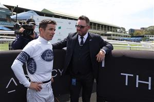 SYDNEY, AUSTRALIA - MARCH 07: Director of Darby Racing Scott Darby looks on after Tim Clark riding Campaldino win Race 2 Randwick City Stakes during Sydney Racing at Royal Randwick Racecourse on March 07, 2026 in Sydney, Australia. (Photo by Jeremy Ng/Getty Images)