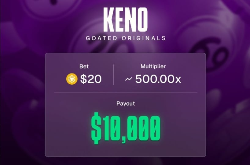Big Win on Keno at Goated Big Win on Keno at Goated