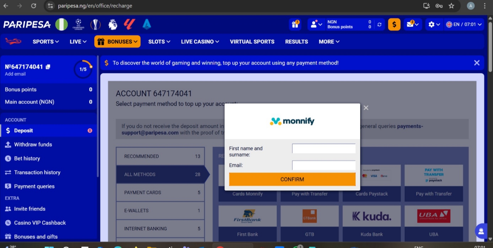 Monnify Deposit Monnify Deposit
