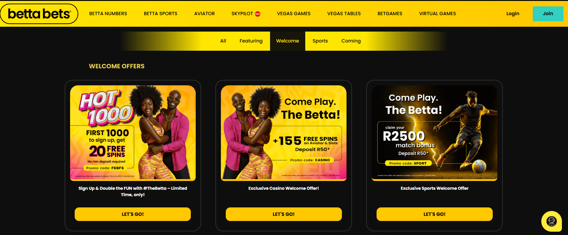 Betta Bets Promo Code BETS - Get up to R2500 welcome bonus