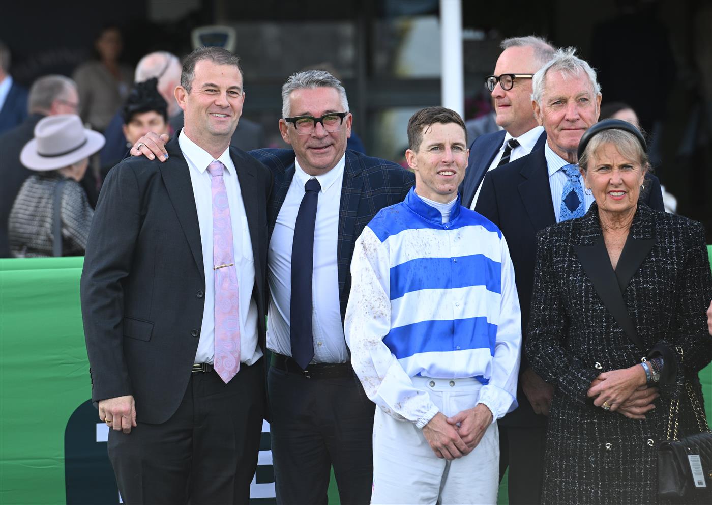 MELBOURNE, AUSTRALIA - MARCH 28: Trainer Glen Thompson (L) is seen after Whisky On The Hill won Race 7, the Lexus Roy Higgins during Melbourne Racing at Flemington Racecourse on March 28, 2026 in Melbourne, Australia. (Photo by Vince Caligiuri/Getty Images)