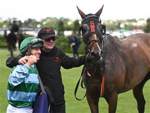 MELBOURNE, AUSTRALIA - MARCH 28: William Pike riding Zakouma after winning Race 5, the The Curragh, Where Champions Are Made during Melbourne Racing at Flemington Racecourse on March 28, 2026 in Melbourne, Australia. (Photo by Vince Caligiuri/Getty Images)