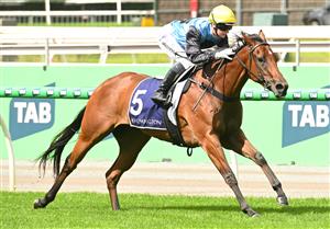 MELBOURNE, AUSTRALIA - MARCH 28: Jamie Melham riding Satono Glow winning Race 3, the Tbv Thoroughbred Breeders Stakes during Melbourne Racing at Flemington Racecourse on March 28, 2026 in Melbourne, Australia. (Photo by Vince Caligiuri/Getty Images)
