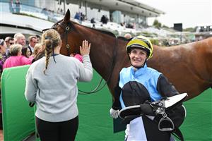 MELBOURNE, AUSTRALIA - MARCH 28: Jamie Melham riding Satono Glow after winning Race 3, the Tbv Thoroughbred Breeders Stakes during Melbourne Racing at Flemington Racecourse on March 28, 2026 in Melbourne, Australia. (Photo by Vince Caligiuri/Getty Images)