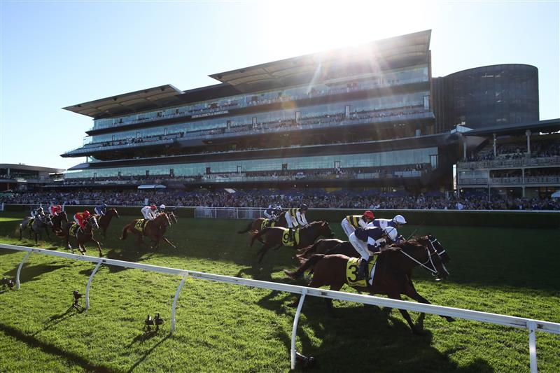 SYDNEY, AUSTRALIA - APRIL 11: (EDITORS NOTE: Image taken using a remote camera.) Jason Collett riding Changingoftheguard win Race 7 The Schweppes Sydney Cup during Sydney Racing at Royal Randwick Racecourse on April 11, 2026 in Sydney, Australia. (Photo by Jason McCawley/Getty Images)