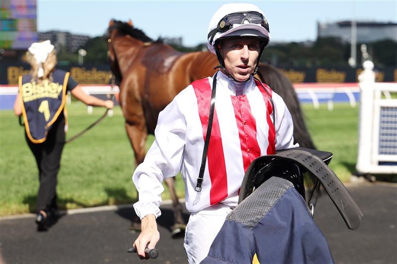 SYDNEY, AUSTRALIA - APRIL 11: Damian Lane riding Beskar win ?Race 2 Bisley Workwear South Pacific Classic during Sydney Racing at Royal Randwick Racecourse on April 11, 2026 in Sydney, Australia. (Photo by Jeremy Ng/Getty Images)