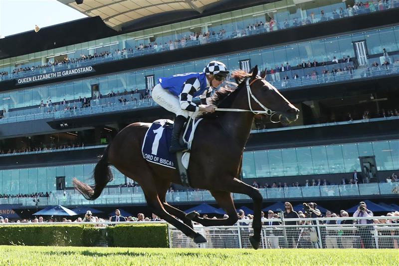 SYDNEY, AUSTRALIA - APRIL 11: James McDonald riding Lord Of Biscay win ?Race 4 Provincial-Midway Championships Final during Sydney Racing at Royal Randwick Racecourse on April 11, 2026 in Sydney, Australia. (Photo by Jeremy Ng/Getty Images)