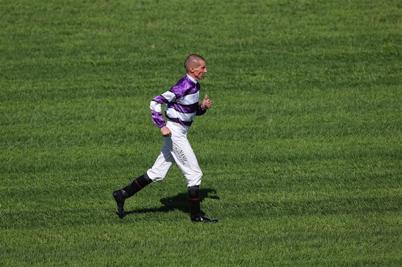 SYDNEY, AUSTRALIA - APRIL 11: Nash Rawiller inspects the track during Sydney Racing at Royal Randwick Racecourse on April 11, 2026 in Sydney, Australia. (Photo by Jason McCawley/Getty Images)
