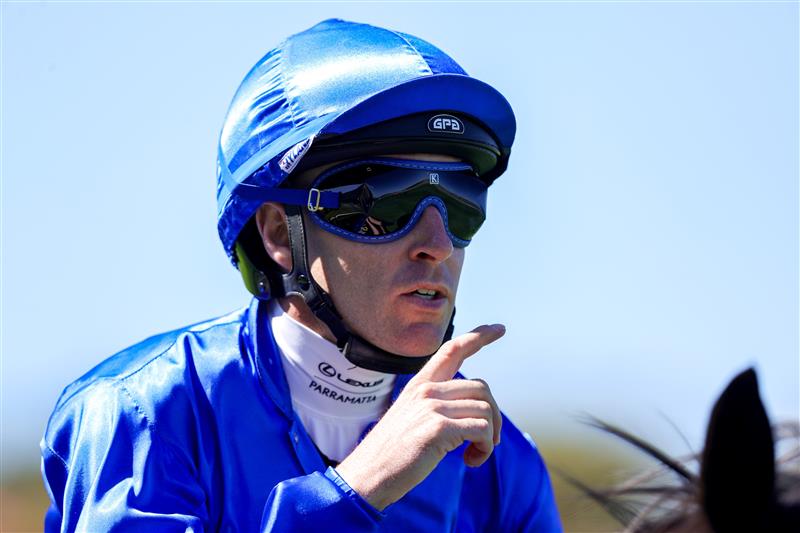 SYDNEY, AUSTRALIA - APRIL 11: Tommy Berry riding Diameter returns to scale after winning Race 1 The HKJC World Pools Fernhill Mile during Sydney Racing at Royal Randwick Racecourse on April 11, 2026 in Sydney, Australia. (Photo by Jason McCawley/Getty Images)