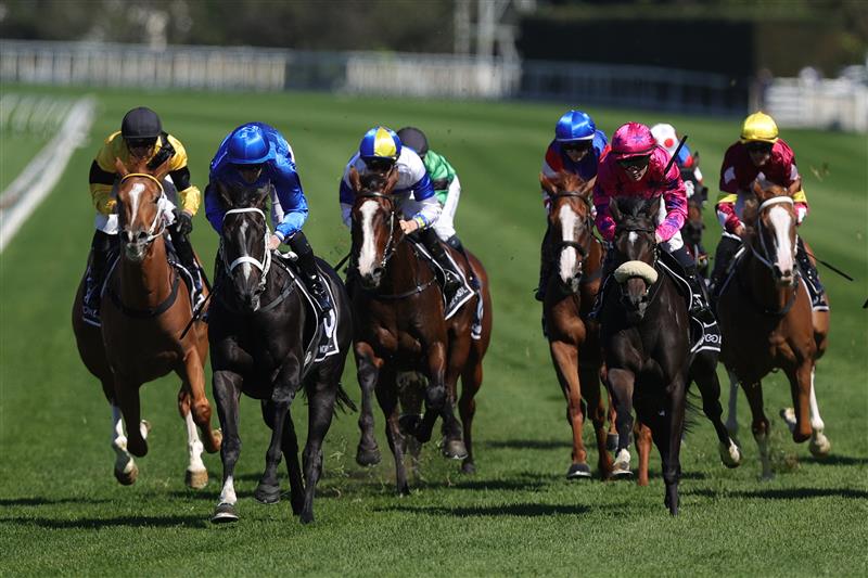 SYDNEY, AUSTRALIA - APRIL 11: Tommy Berry riding Diameter win Race 1 The HKJC World Pools Fernhill Mile during Sydney Racing at Royal Randwick Racecourse on April 11, 2026 in Sydney, Australia. (Photo by Jason McCawley/Getty Images)