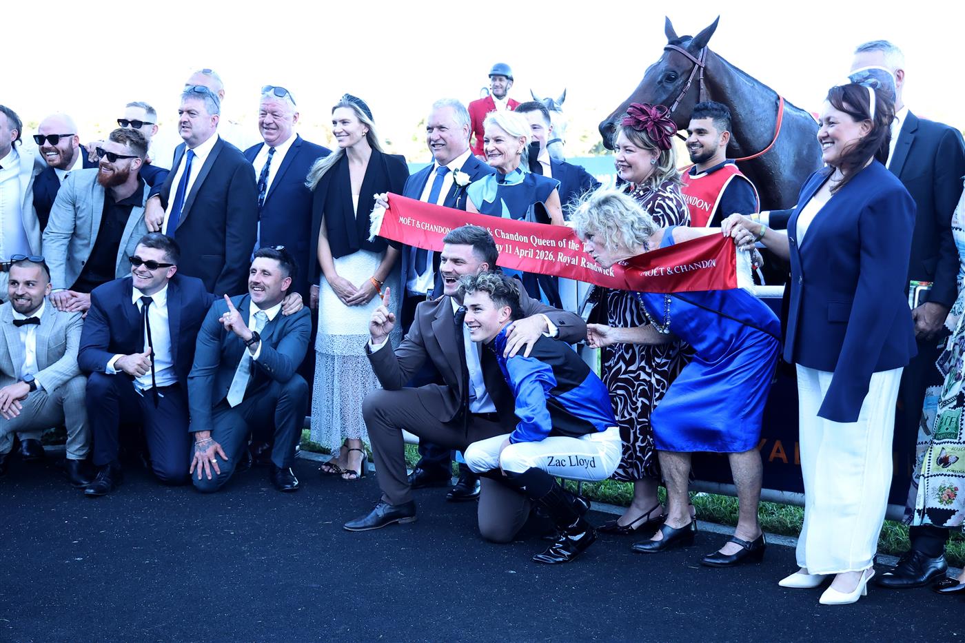 SYDNEY, AUSTRALIA - APRIL 11: Zac Lloyd  riding Idle Flyer  win Race 8 Moet & Chandon Queen Of The Turf Stakes during Sydney Racing at Royal Randwick Racecourse on April 11, 2026 in Sydney, Australia. (Photo by Jeremy Ng/Getty Images)