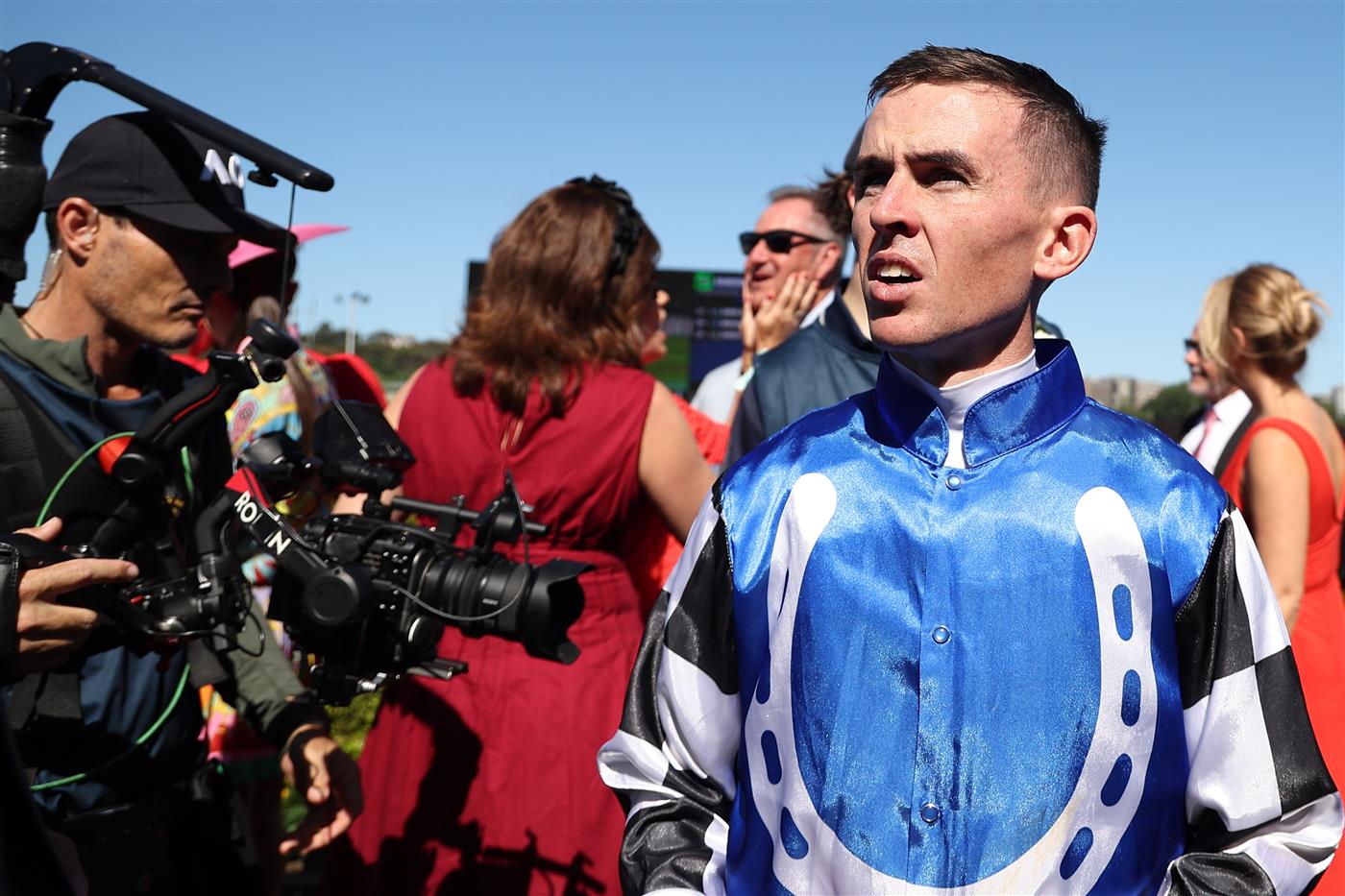 SYDNEY, AUSTRALIA - APRIL 11: Ben Thompson riding Cherry Bomshell win ?Race 3 TAB Percy Sykes Stakes during Sydney Racing at Royal Randwick Racecourse on April 11, 2026 in Sydney, Australia. (Photo by Jeremy Ng/Getty Images)