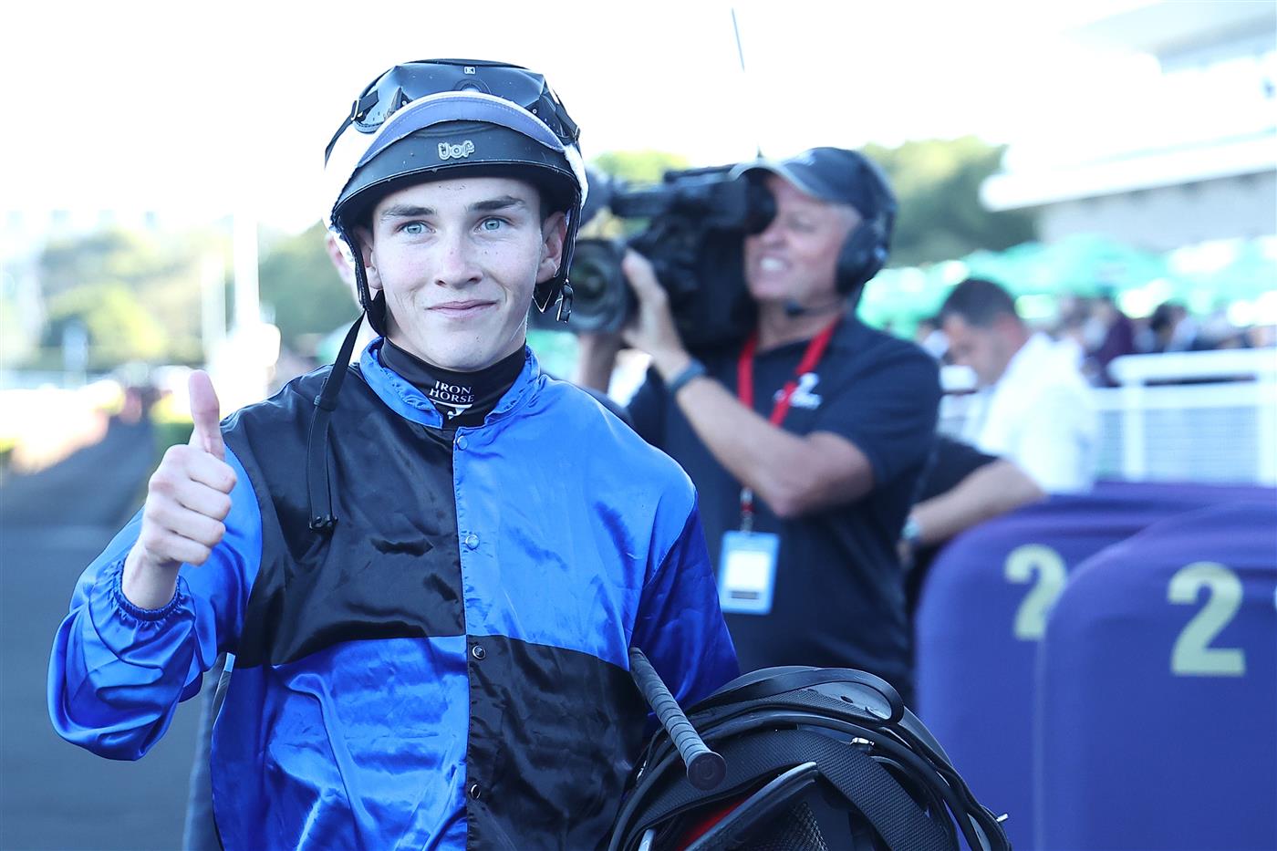 SYDNEY, AUSTRALIA - APRIL 11: Zac Lloyd  riding Idle Flyer  win Race 8 Moet & Chandon Queen Of The Turf Stakes during Sydney Racing at Royal Randwick Racecourse on April 11, 2026 in Sydney, Australia. (Photo by Jeremy Ng/Getty Images)